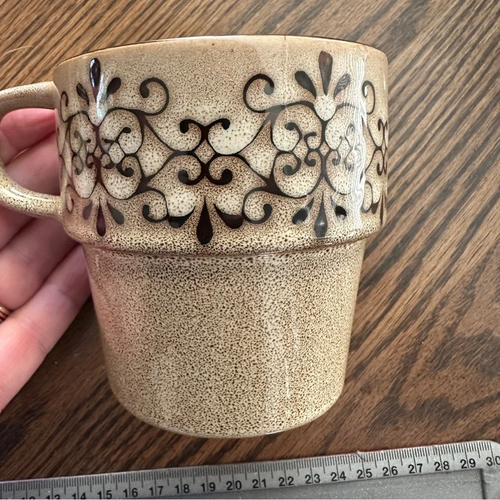 Vintage Pier 1 Stoneware Coffee Cup Mug Drip Glaze 12 oz Cottage Core